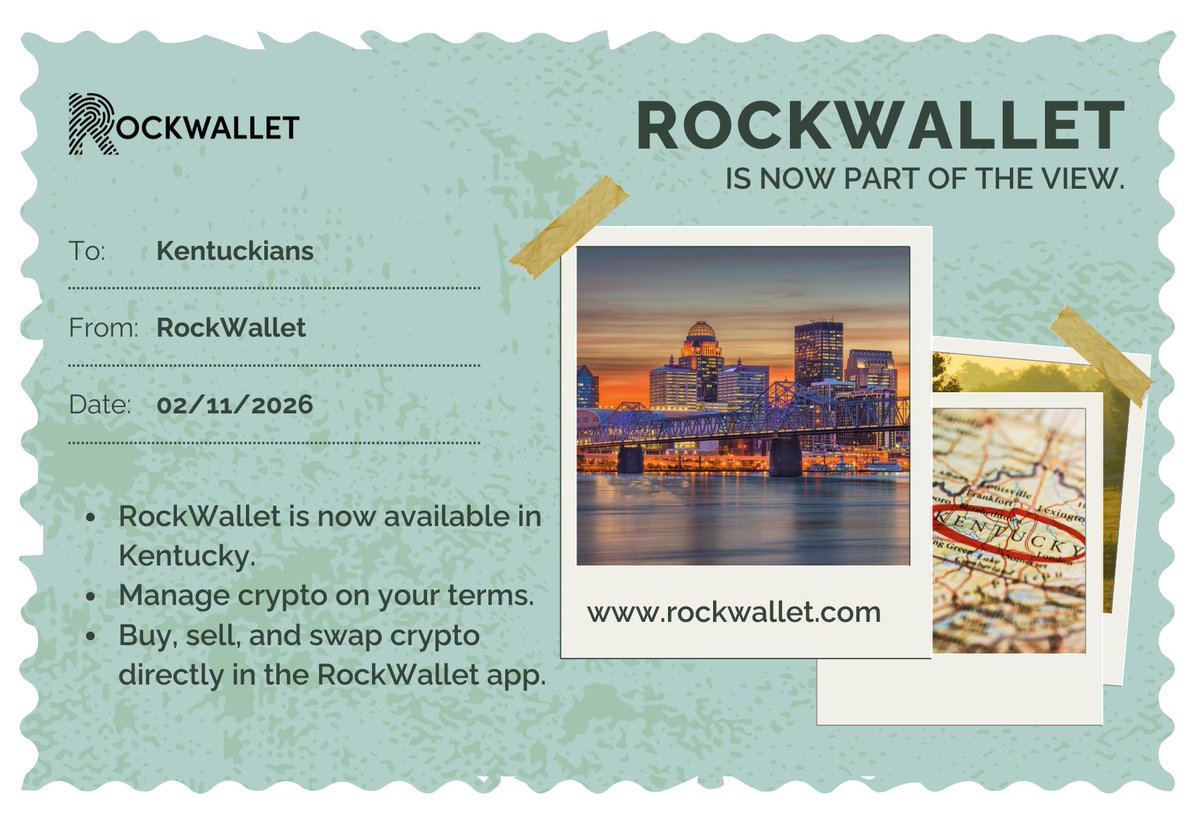 🎶 Greetings from the Bluegrass State!

RockWallet now has an MTL license in Kentucky, bringing self-custody crypto access backed by SOC 2 Type II and ISO 27001 certifications.

Whether you're checking balances in Louisville or swapping on the go, RockWallet gives you full
