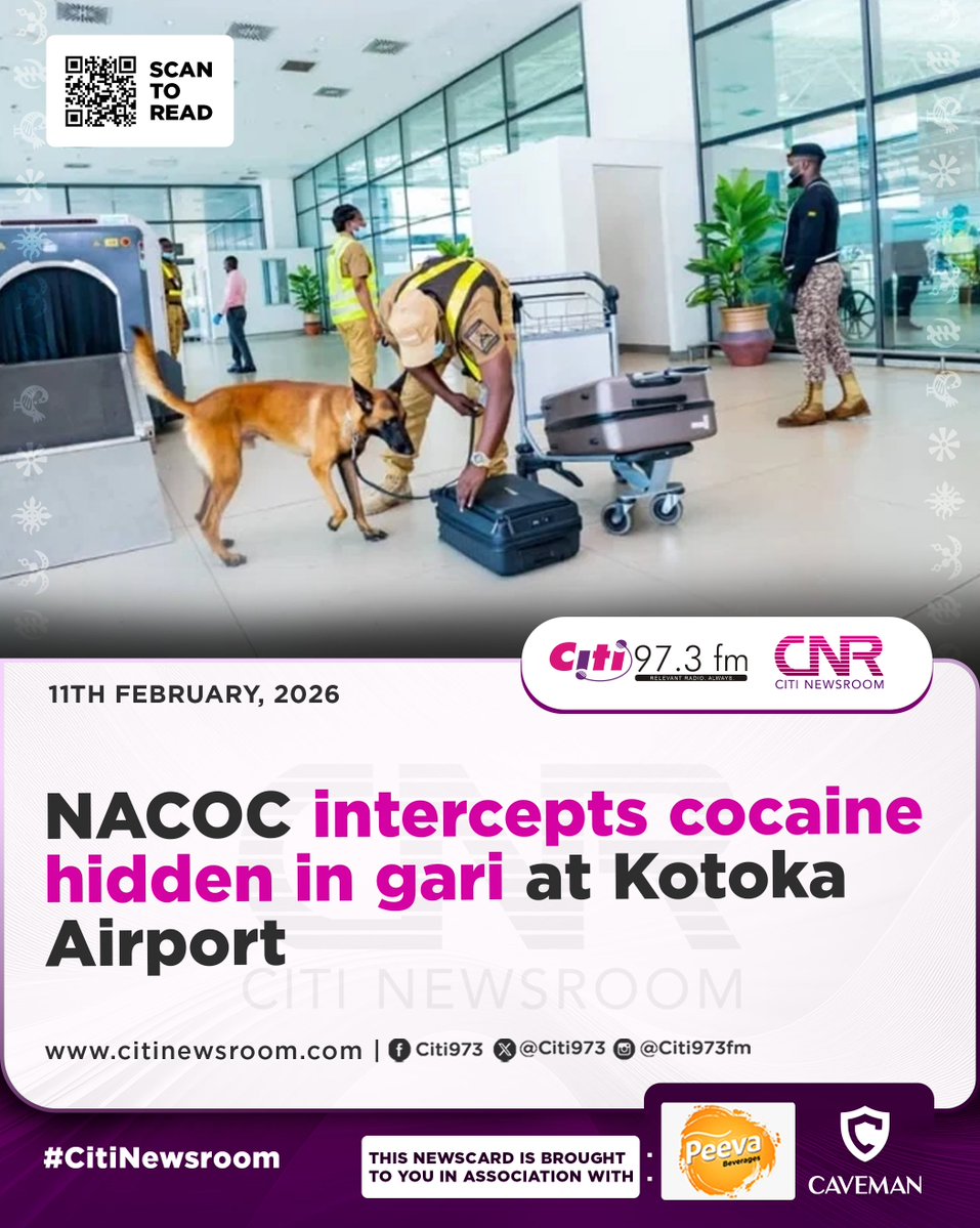 Citi973's tweet image. Operatives of the Narcotics Control Commission (NACOC) have arrested a senior manager of a manufacturing company for allegedly attempting to smuggle cocaine out of Ghana.

#CitiNewsroom #CitiFM #GhanaNews