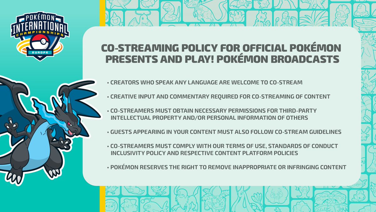 Watch #PokemonEUIC with your community and get in on the competitive action together with our co-streaming policy! ✨