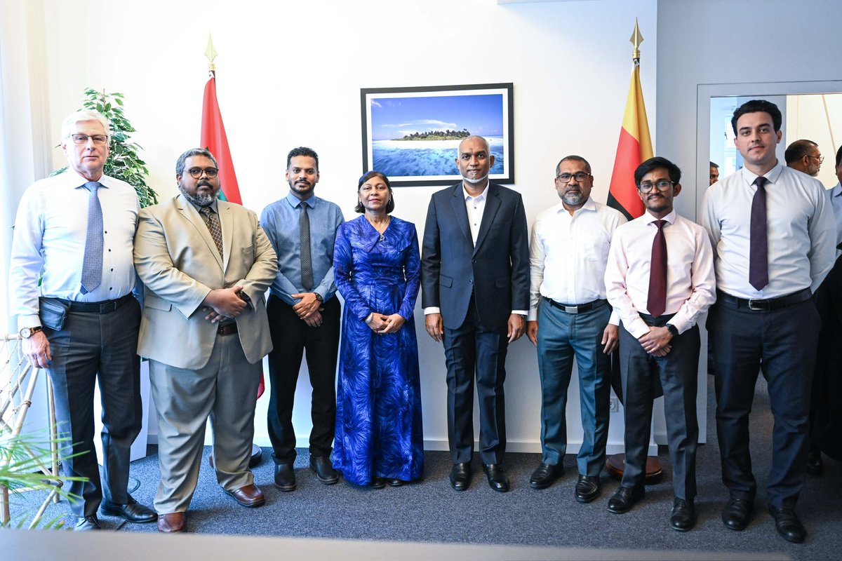 His Excellency President Dr <a href="/MMuizzu/">Dr Mohamed Muizzu</a> visits the Embassy of the Maldives in Berlin during his official visit to Germany. He was received by Her Excellency Shaan Shakir, Ambassador of the Maldives to Germany, and Embassy staff.

President Dr Muizzu signed the guestbook and spoke