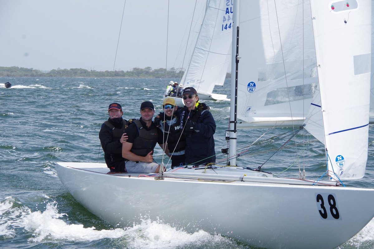Jack Abbott of IRELAND GIRL is thrilled with his trophy 🥃 on Day 2 of the Flying Dutchman 2026 Australian Championship and the Etchells 2026 East Gippsland Championship. They went on to win the series. 
🥈 KELPIE
🥉 LEADING EDGE

📷 Jeanette Severs