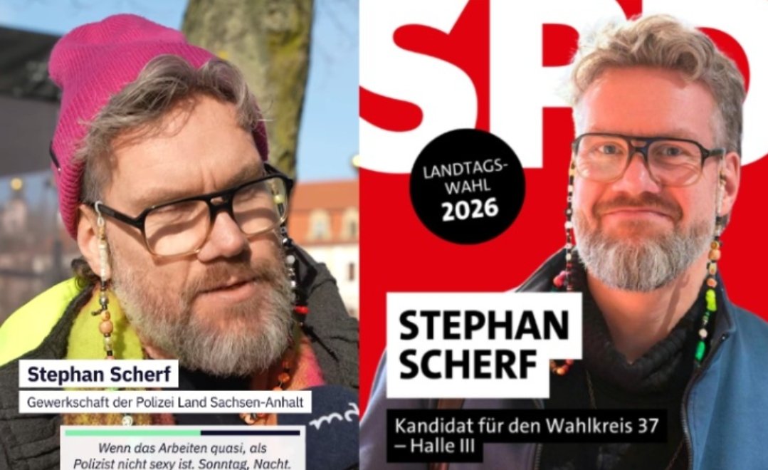 OERRBlog's tweet photo. Der vom MDR interviewte Polizeigewerkschafter kandidiert bei der Landtagswahl in Sachsen-Anhalt für die SPD. #OerrBlog via @schlesingoid https://t.co/j8YVxTrKNZ