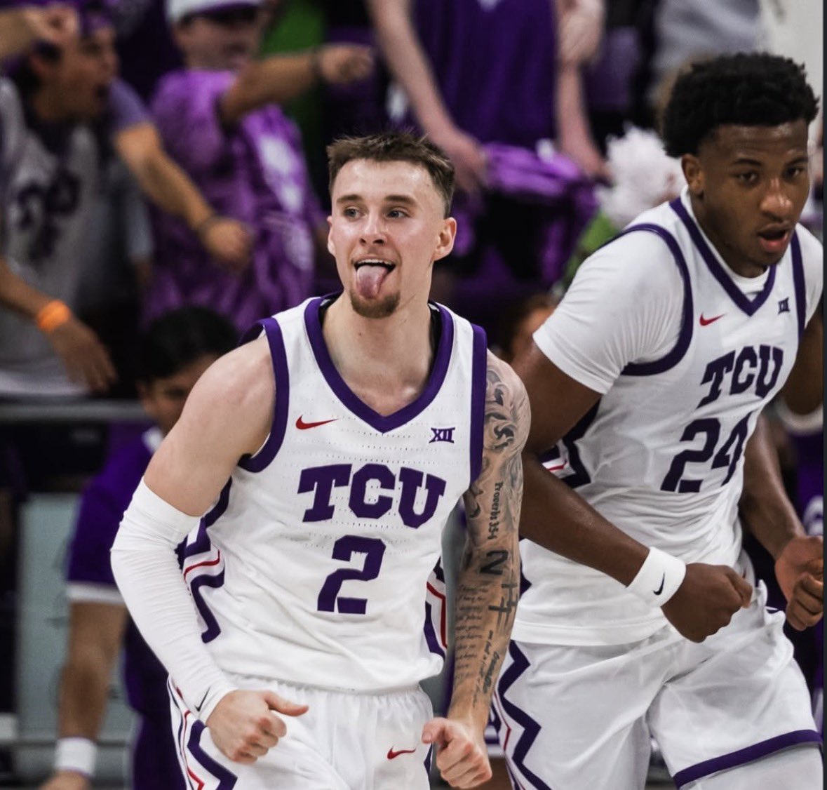 TCU has one of the weirdest résumés in college basketball 🐸

Going into yesterday, they weren’t even a First Four Out team — but they now have wins over:

#5 ISU
#14 Florida
Wisconsin
Baylor (twice)
Oklahoma State

Plus 4-point losses vs Michigan and at Kansas in OT.
