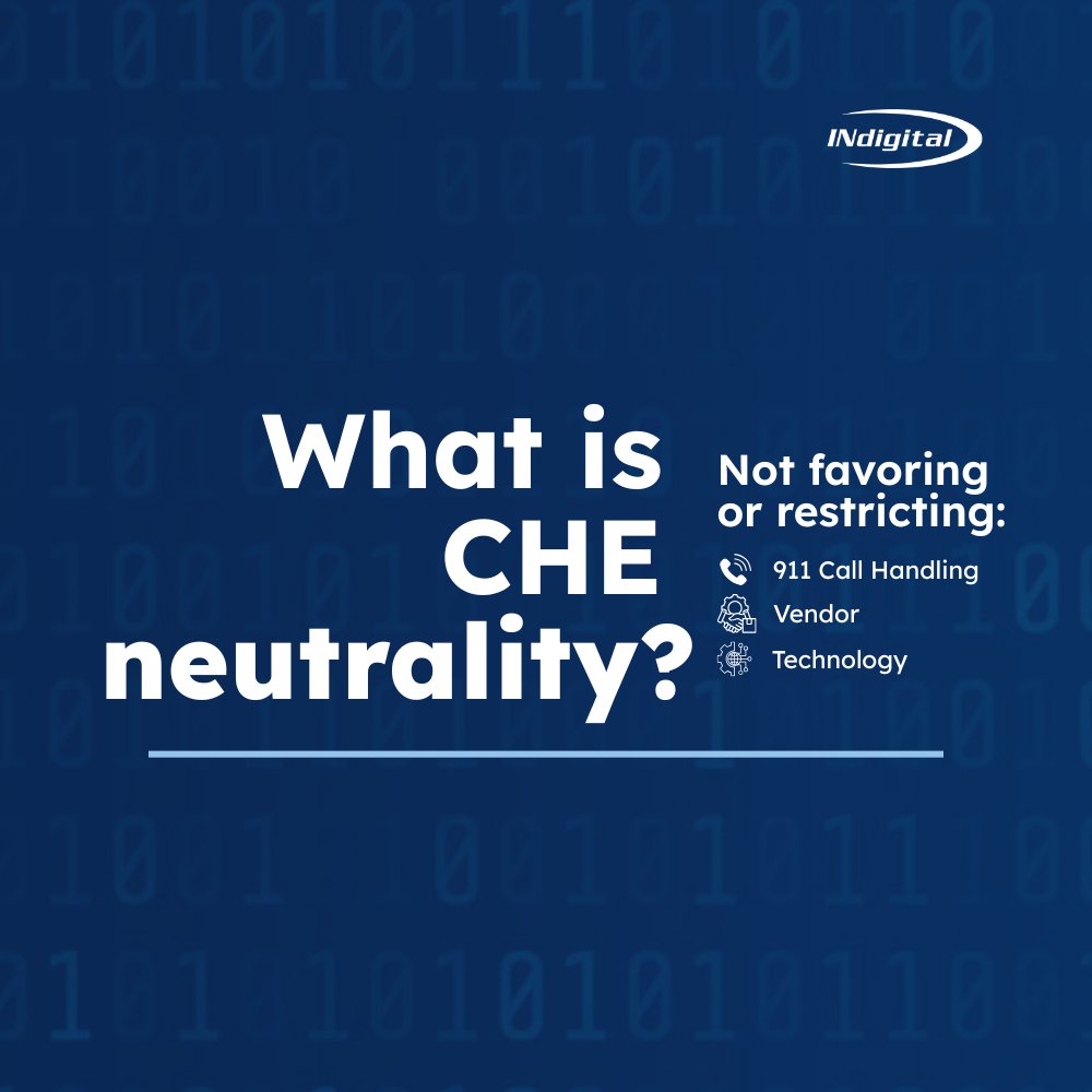 INdigital's tweet photo. CHE neutrality ensures that INdigital’s 911 services can interoperate fairly and reliably with any compliant call-handling system.This way emergency calls, data, and workflows are delivered based on public safety needs, not vendor technical bias. #NG911 #CHEIndependence #NGCS https://t.co/G7o9PrpAyW