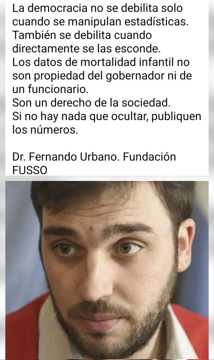 CHUBUT__News's tweet photo. La Jefa de la División  Estadística-Secretaría Salud, Lic. María de los Angeles CARREÑO negó datos sobre la MORTALIDAD INFANTIL en #Chubut al Dr Fernando URBANO.
"La respuesta fue clara: NO ESTOY AUTORIZADA A BRINDAR ESA INFORMACIÓN."
▪️IMPERDIBLE LECTURA 👇 https://t.co/trBOOy9oym