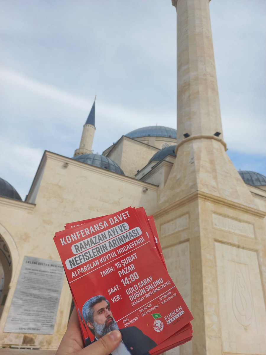 furkanhareket07's tweet photo. Antalya'da Konferansa Davet Çalışmalarımız Devam Ediyor!

📖 Ramazan Ayı ve Nefislerin Arınması
🗓 15 Şubat Pazar 
🕖 14.00
📍 Gold Saray Düğün Salonu

#FurkanKonferansları
AlparslanHoca AntalyayaGeliyor https://t.co/qvzvFqpOAl