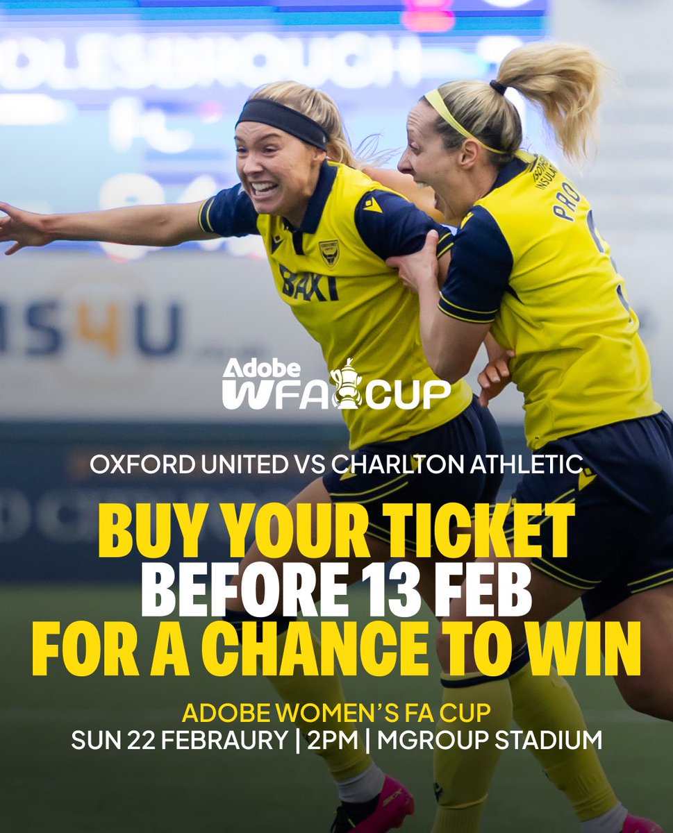 Join us on 22 Feb vs Charlton!

Buy your ticket by 13 Feb for a chance to win a Burnout BBQ voucher. 

Plus the school with the most students at the game wins a player visit. 

One lucky student also wins a signed shirt + mascot experience 🤩

Tickets 👉 ouwfc.co.uk/tickets/