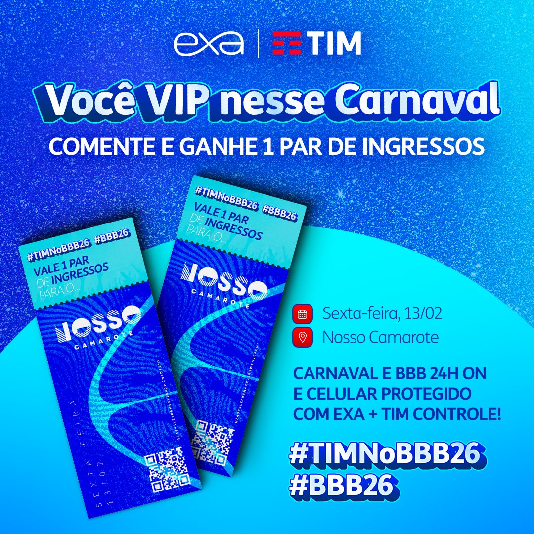 TIMBrasil's tweet photo. acharam mesmo que não ia ter mimo de carnaval, né? além de BBB 24h por dia eu ainda consigo colocar vocês na boa!

comentem muuuuito que amanhã as 14h eu solto o vencedor que vai se jogar na folia comigo.

regras:
dar RT aqui 
comentar o texto e hashtags da imagem. https://t.co/cVOzRQiJAA
