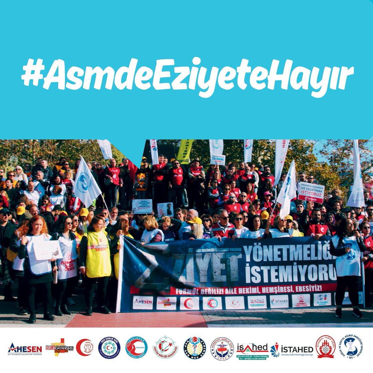 #AsmdeEziyeteHayır ay sonunda ne kadar alacağımızı bilemediğimiz,devamlı ücret kesintileriyle karşılaştığımız bu yönetmelik geri çekilmelidir.Pazar Kadıköydeyiz <a href="/saglikbakanligi/">T.C. Sağlık Bakanlığı</a> <a href="/drmemisoglu/">Prof. Dr. Kemal Memişoğlu</a>