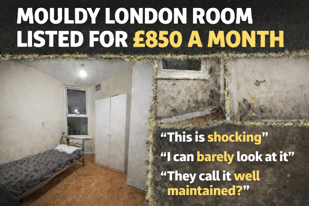 A mould-stained bedroom in north #London has been advertised for £850 a month, complete with a glossy sales pitch urging tenants to “just move in and enjoy stress-free living”. <a href="/rightmove/">Rightmove</a> 

swd.media/news/just-move…