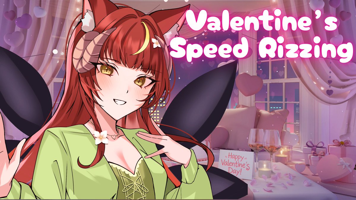 Hey everyone! Do you want to be rizzed on Valentine's day? I will be speed rizzing my VTuber friends on the 14th at 10 PM CST! Here's the deal, you guys have to give me advice on what to do or say! Nothing can go wrong, right? If you're good, I'll try to rizz you guys too~ 😘
