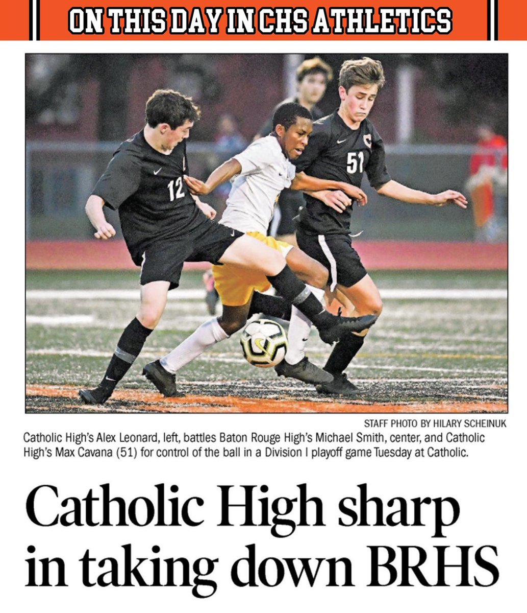 On this day in 2020, <a href="/chsbr_soccer/">Catholic High Soccer (BR)</a> advanced in the playoffs with a 2–0 win over Baton Rouge High. Alex Leonard opened the scoring in the 26th minute with a powerful 30-yard strike, and the Bears’ defense locked things down, allowing just three shots on goal for the match. 🐻⚽