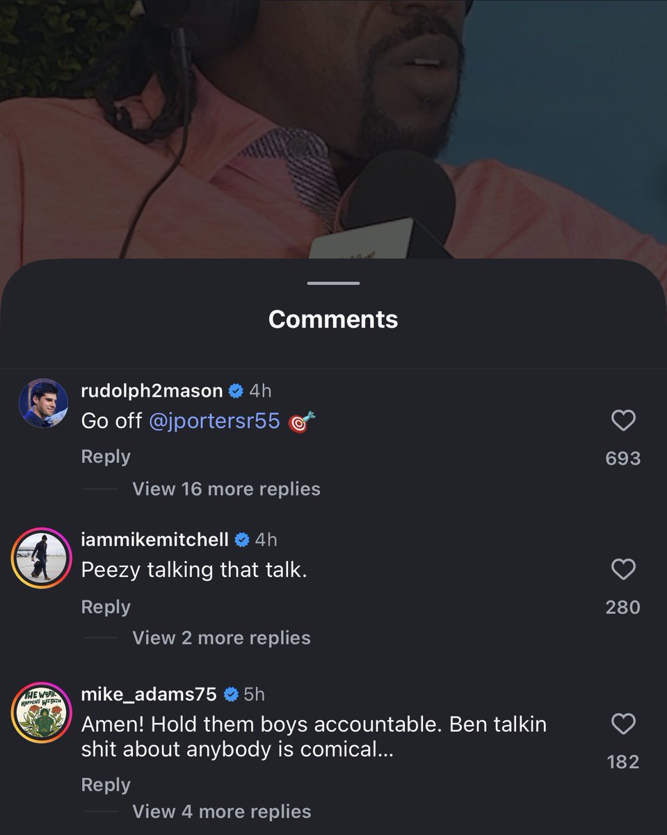 Current and former #Steelers chiming in on Joey Porter Sr.’s comments on <a href="/NotJustFootball/">Not Just Football</a> on Instagram: