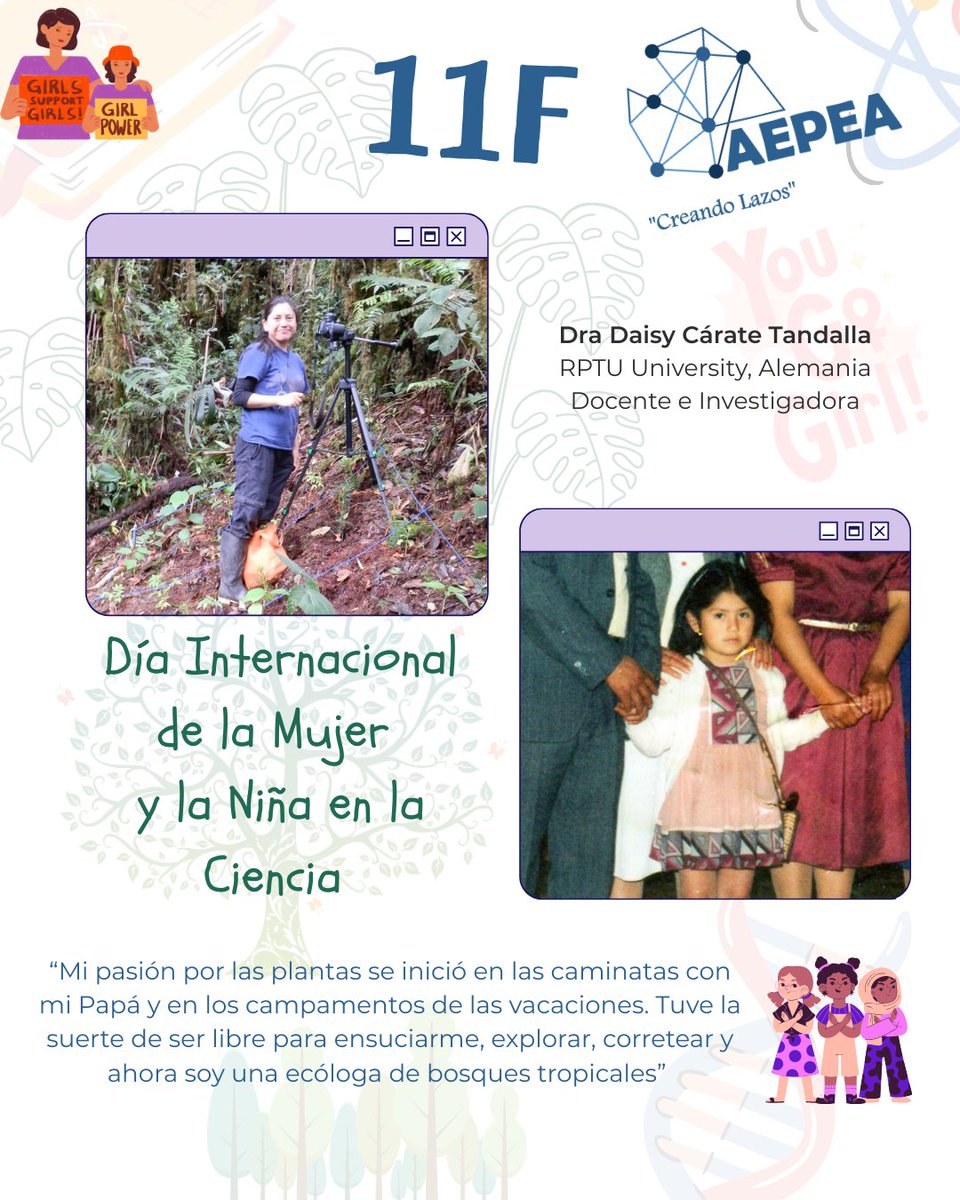 AepeaE's tweet photo. 🔬 Hoy conmemoramos el #11F, Día de la Mujer y la Niña en la Ciencia.

💜

Desde AEPEA impulsamos oportunidades para que más niñas sueñen y crezcan en la ciencia. Mira los testimonios de tres de nuestras científicas🚀

#MujeresEnLaCiencia #AEPEA https://t.co/GDilu7odAI