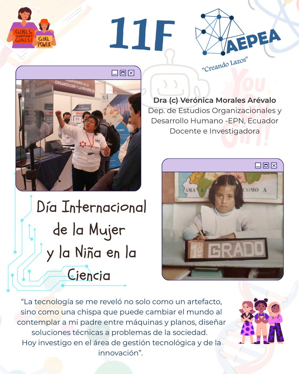 AepeaE's tweet photo. 🔬 Hoy conmemoramos el #11F, Día de la Mujer y la Niña en la Ciencia.

💜

Desde AEPEA impulsamos oportunidades para que más niñas sueñen y crezcan en la ciencia. Mira los testimonios de tres de nuestras científicas🚀

#MujeresEnLaCiencia #AEPEA https://t.co/GDilu7odAI
