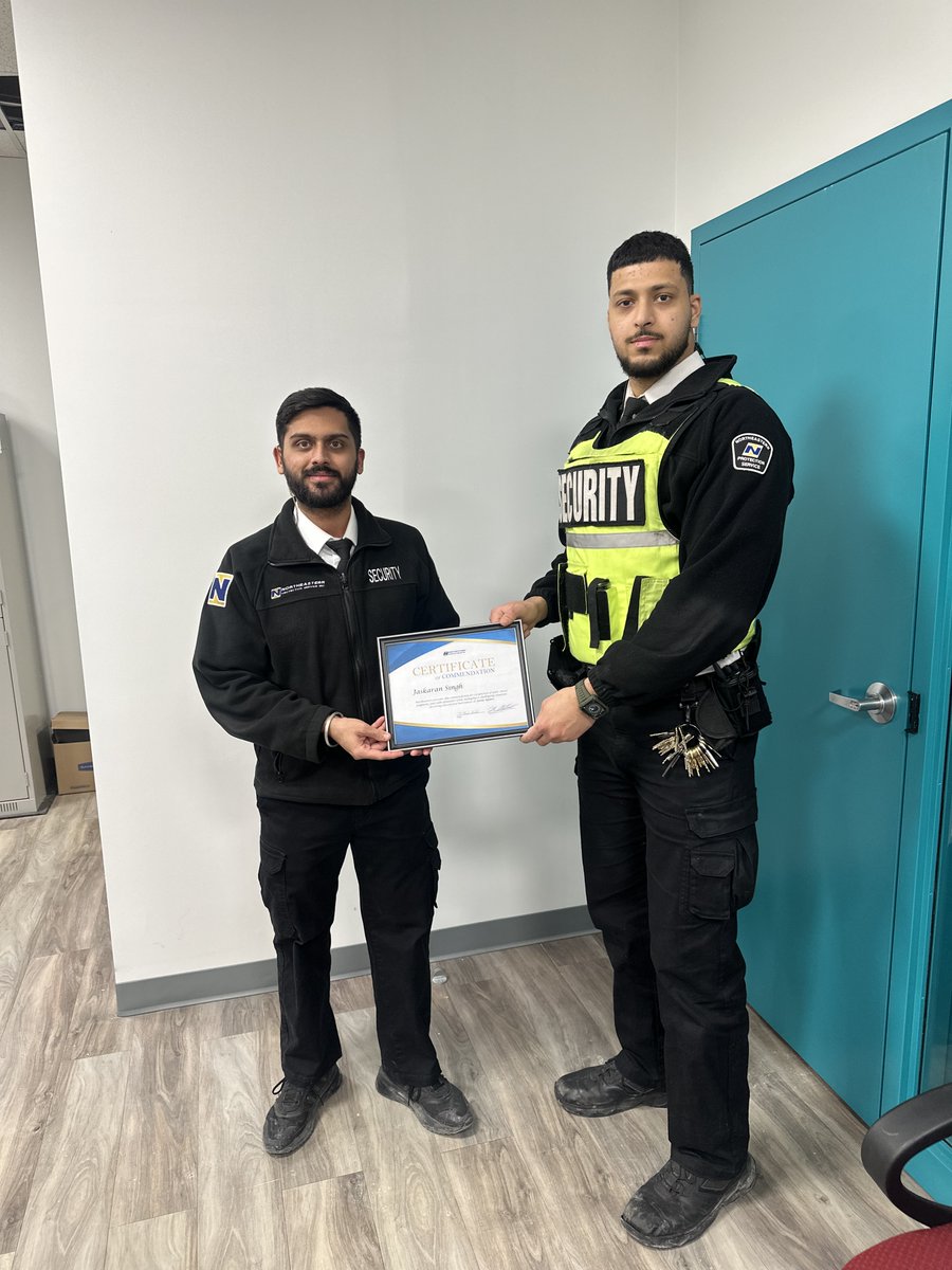NortheasternPro's tweet photo. We would like to congratulate security officers Jaskaran Singh, Sukhveer Kumar, and Tarunpreet Singh who all received awards of commendation from supervisor Navraj Singh Rattan. Well done, gentlemen. #protectionpartner #securitysolutions #teamwork https://t.co/Vyk101W5N5
