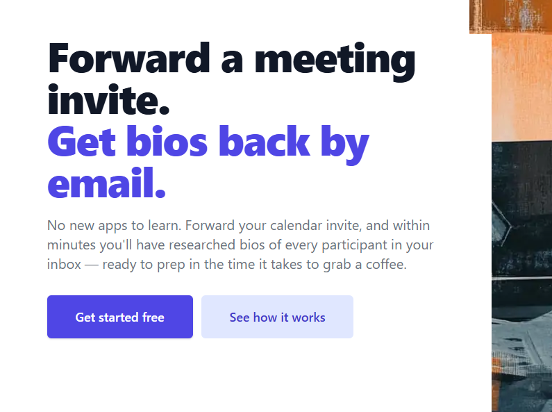 I use getbios.app to prep for meetings. Straight "from inbox to inbox", fits the workflow very well.