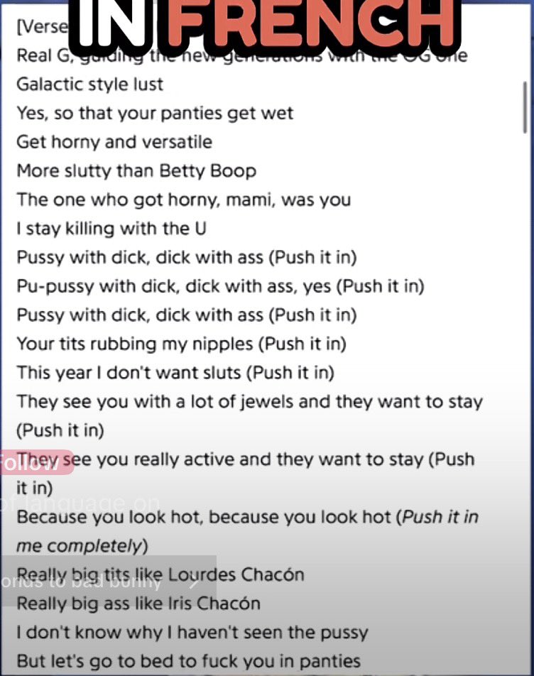 roanej's tweet photo. @DemDeanna Lyrics to one of bad bunny songs…. Show the joyous and fun part -this is very disgusting, you sound like a pervert https://t.co/RcmqYphy6C
