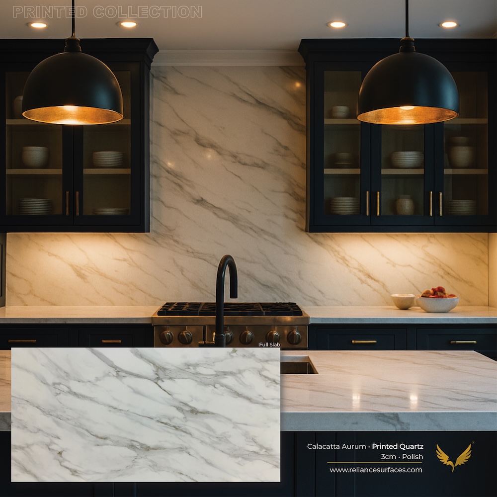 RelianceStones's tweet photo. Innovation in every detail. Our latest quartz surfaces feature high definition print technology that captures the depth, veining, and character of natural stone with striking realism delivering beauty, durability, and consistency in every slab. Surfaces That Tell a Story https://t.co/VByQfDGJup