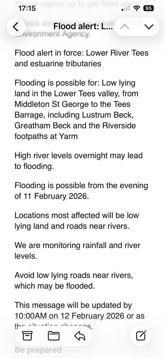 geminicat7's tweet image. 🚨 We’re now on #FloodAlert #Yarm #LowerTees …