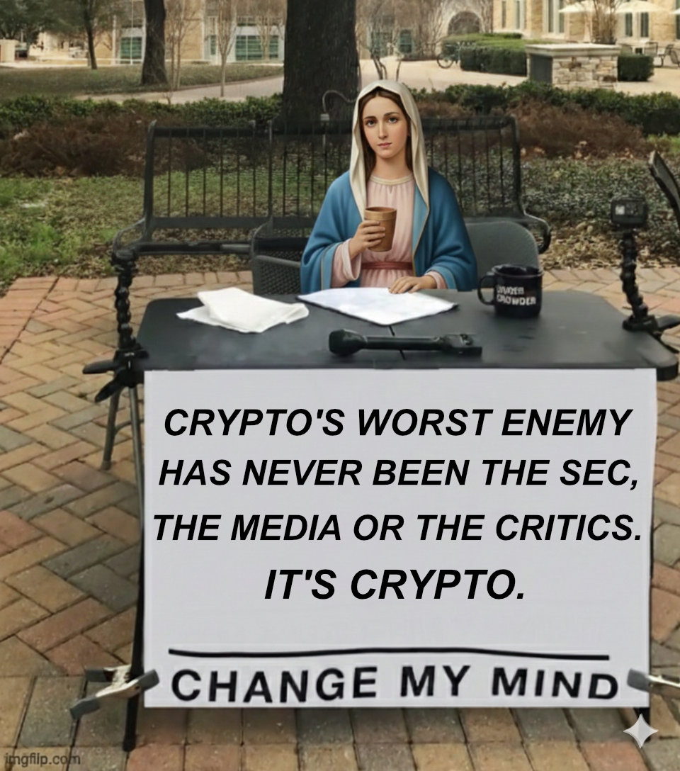 askRL80's tweet photo. We're our own worst enemy. We have to do better to bring the believers back. 
 #Crypto #CryptoTwitter #ChangeMyMind https://t.co/MqRGQOw1dV