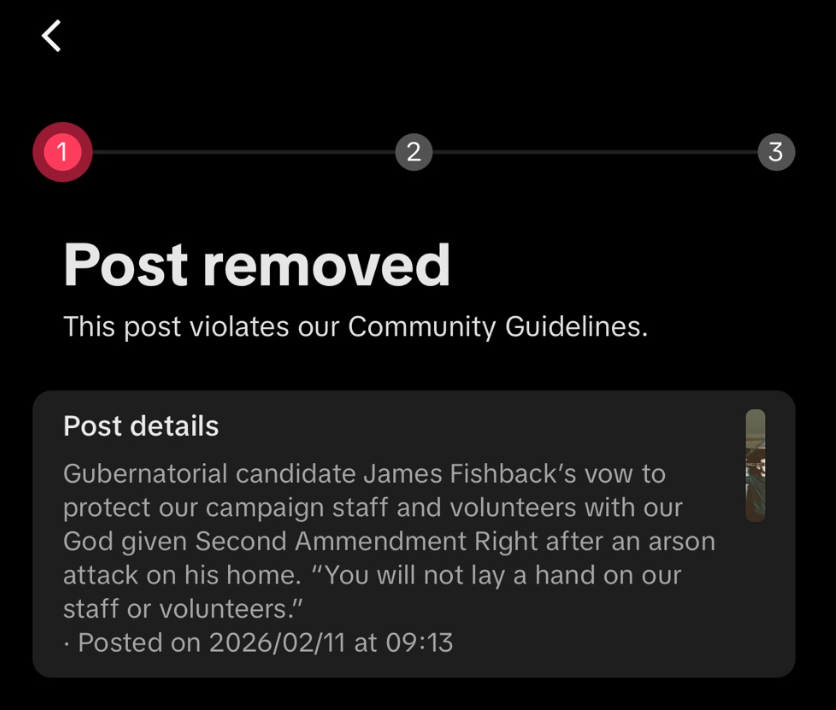 joanfromdc's tweet image. BREAKING: Larry Ellison’s TikTok is removing all videos of James Fishback holding an AR-15