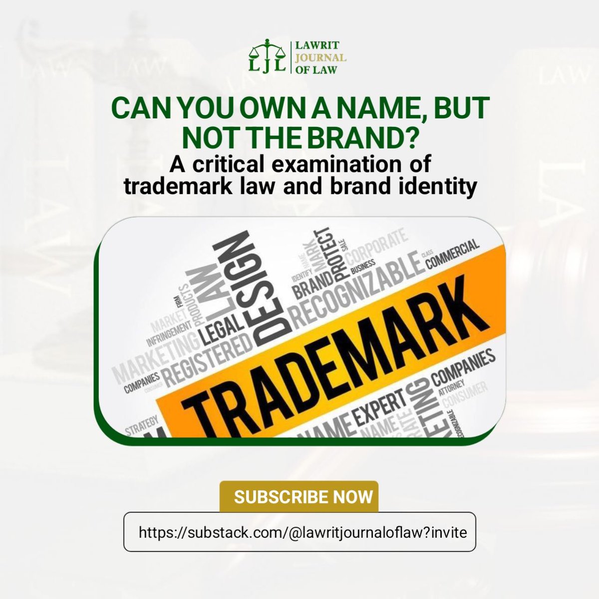 Can you legally own a name… yet not truly own the brand behind it?

This piece examines the tension between trademark law and brand identity, and why securing a name does not always mean securing a brand.

Read the full analysis in this newsletter: 
open.substack.com/pub/lawritjour…