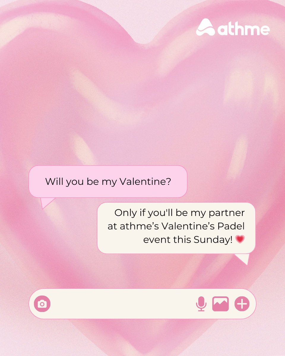 athmeapp's tweet photo. Padel is our love language. 🎾❤️ Join the athme community this Sunday, Feb 15th, for a special Valentine’s Padel Social at PY Jernbanebyen.

Grab your spot on athme! See you on the court! 💥 https://t.co/wDO5bGr54z