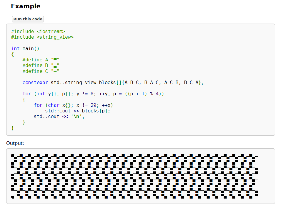 And this std::string_view example from cppreference made me think I've ...