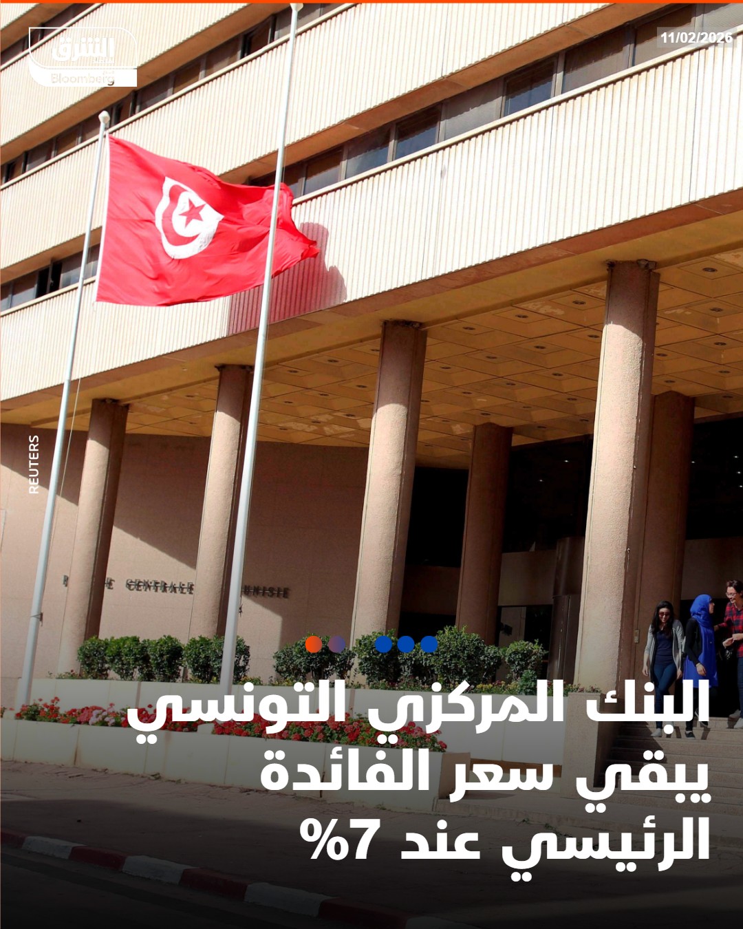 عاجل البنك المركزي التونسي يبقي سعر الفائدة الرئيسي عند 7% #اقتصاد_الشرق 