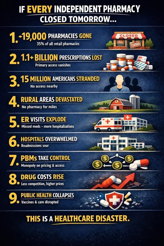 “Josh Pirestani

Let’s stop pretending.

Independent pharmacy owners aren’t “struggling.”

They’re being systematically screwed.

Primary wholesalers lock you into contracts, dangle rebates like carrots, then tighten margins so hard you’re basically financing your own survival.