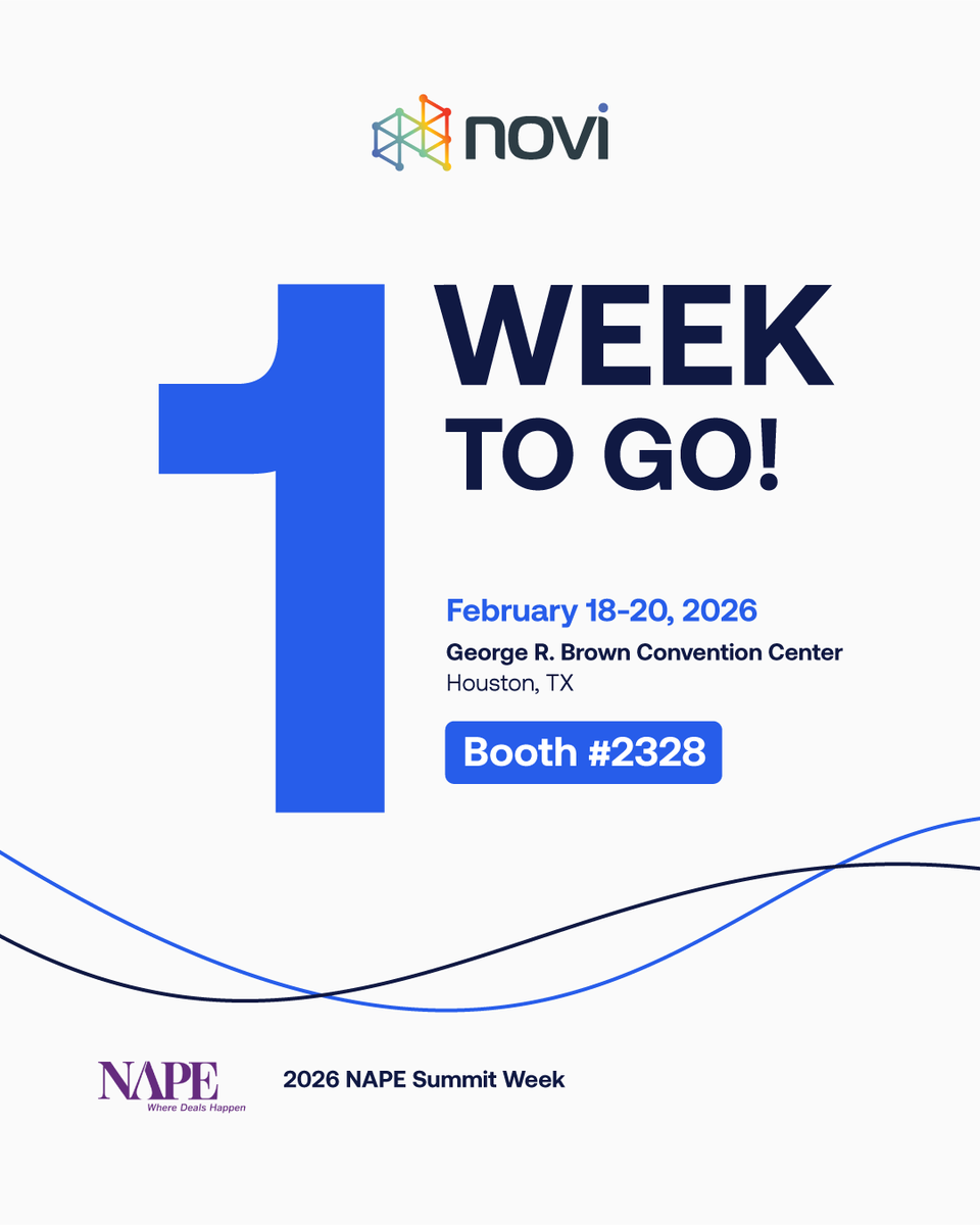 The #countdown’s on, just one week until #NAPE kicks off in #Houston.  

Come find us at booth #2328. We’re showing how Novi helps operators, A&amp;D teams, and investors move faster, value assets smarter, and cut through the noise when it comes to development decisions.