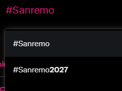 se scrivo #Sanremo si completa con queste due opzioni 
il livello della  pallosità di #Sanremo2026 e ancora non è iniziato