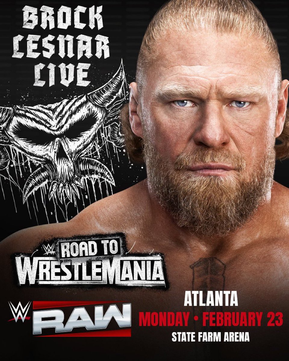 Brock Lesnar has officially been announced for the Feb. 23 episode of RAW. #WWERaw #BrockLesnar