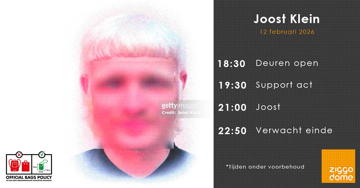 Morgen staat #JoostKlein voor het eerst in de #ZiggoDome 🔥 Zijn shows zijn geen gewone optredens, maar meeslepende ervaringen waarin muziek, beeld en performance samenkomen. Ben jij erbij? Lees de laatste info en ga een onvergetelijke avond tegemoet.

👉bit.ly/ZD-JoostKleinI…