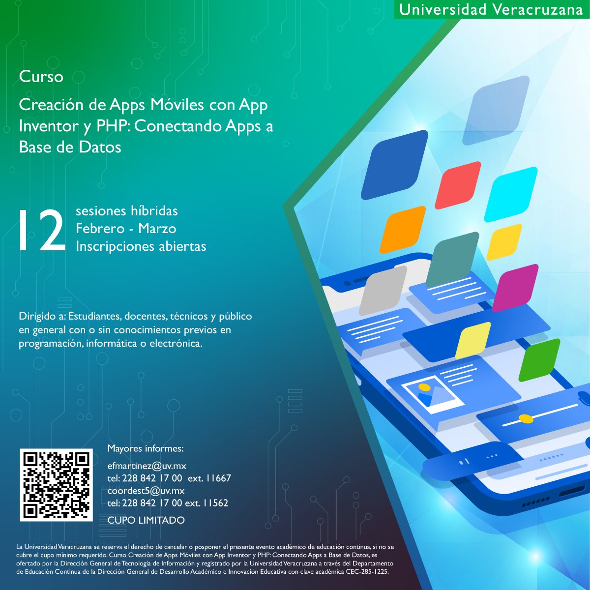 📱 ¿Quieres crear apps móviles?

Aprende App Inventor + PHP + bases de datos 🔗
Incluye proyecto final con evaluación experta.

⏳🔥 Últimos lugares. Inicio muy pronto.
👉 ow.ly/cocC50XqBJ1

#CursosDEST #ConocimientoTIuv