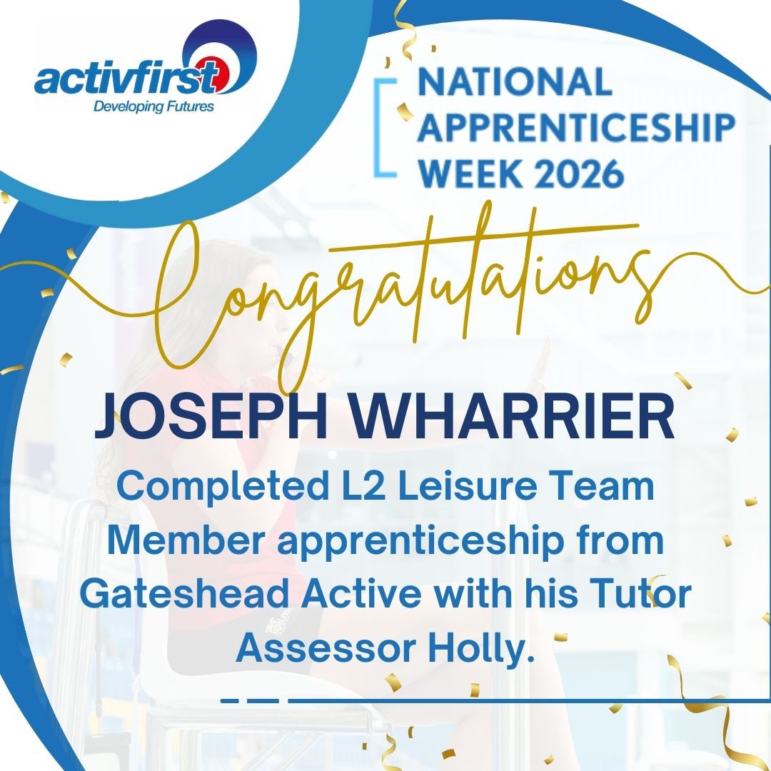 National Apprenticeship Week 2026 

A huge congratulations to Joseph Wharrier on successfully completing his Level 2 Leisure Team Member Apprenticeship with Gateshead Active! 👏

We’re proud to celebrate your achievement during #NationalApprenticeshipWeek2026!

#ActivFirst
