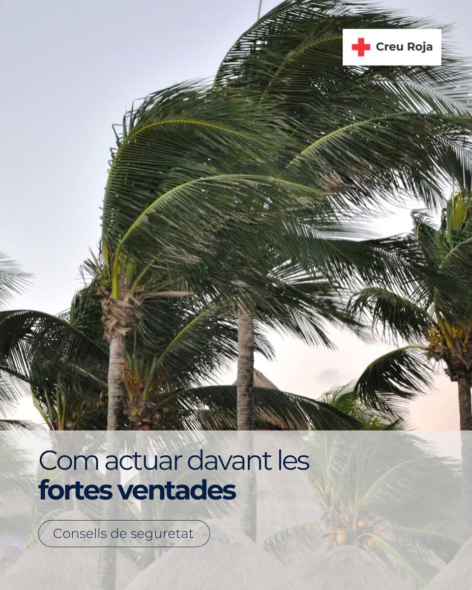 CreuRojaSFG's tweet photo. 🔴🌬️ Previsió de ventades amb perill extrem per dijous 12 a gran part de Catalunya. Fes cas al següents consells. Molta precaució i limita les activitats a l’exterior.

#VENTCAT @emergenciescat https://t.co/qX4dMtprg2