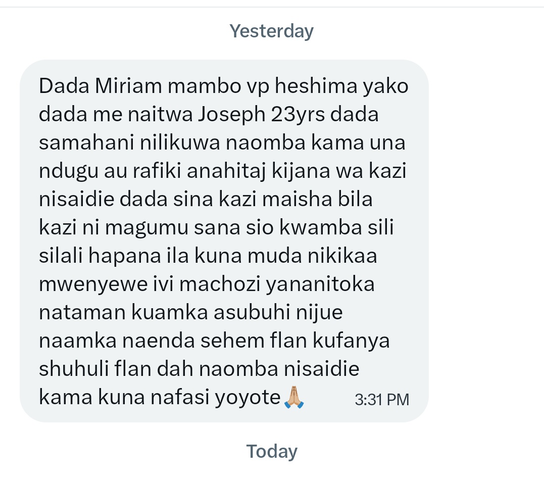 Mie sina connection but kama una connection unaweza msaidia kijana mwenzetu Mawasiliano yake 0796603596🙏🏼Ps Amekubali ku share Public.