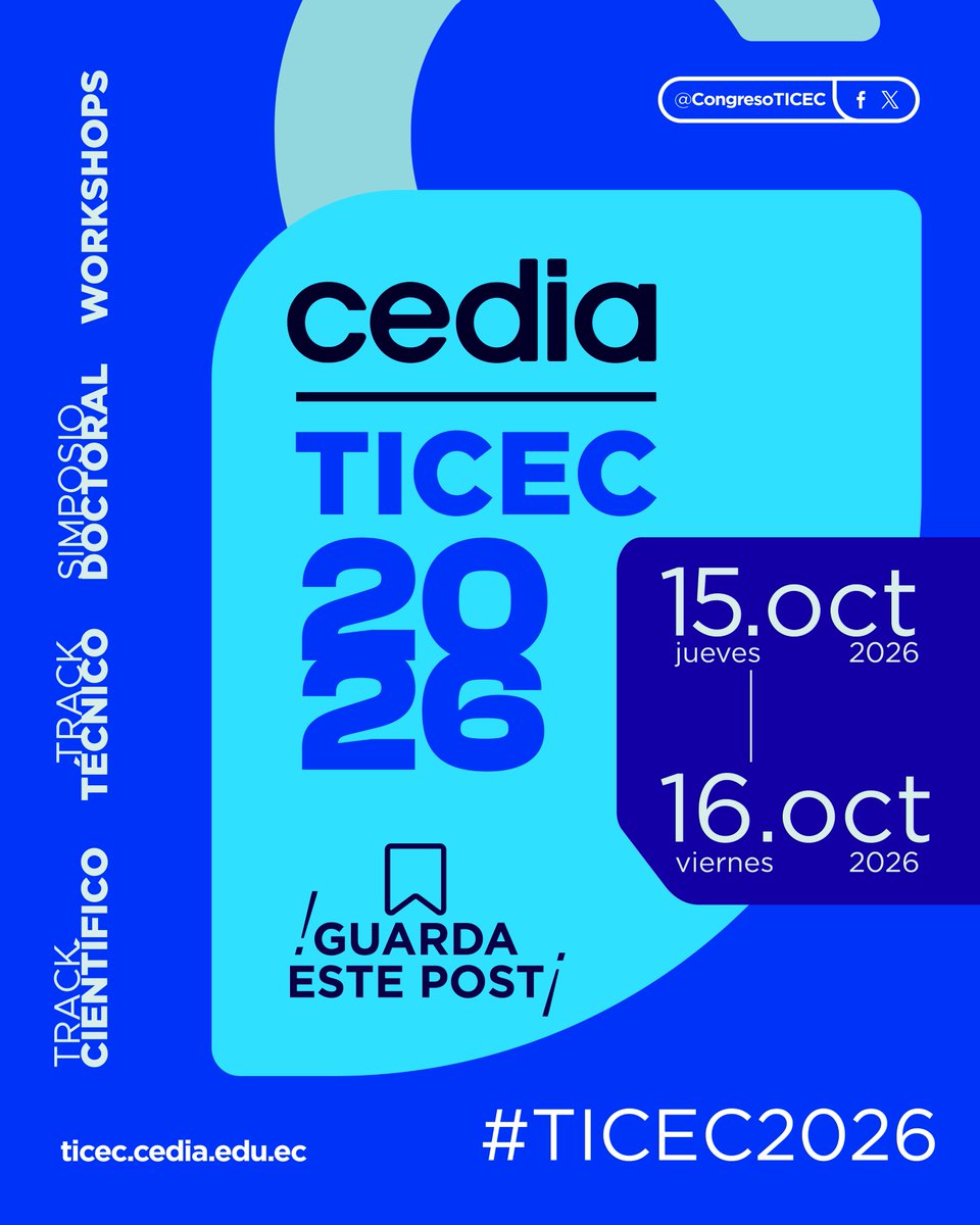 🇪🇨🎓 La comunidad académica e investigativa del Ecuador tiene una cita en #TICEC2026.
Un espacio para conectar conocimiento, innovación y colaboración que impulsen el desarrollo del país.
🚀 Muy pronto más información.
#Academia #Investigación #Innovación