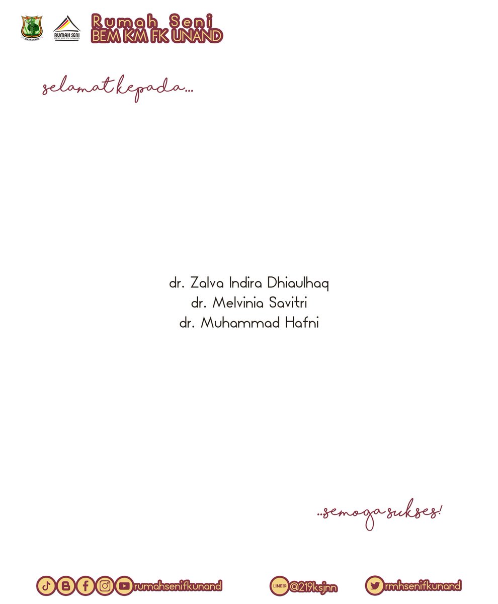 [Yudisium Dokter 11 Februari 2026]

Keluarga besar Rumah Seni BEM KM FK Unand mengucapkan selamat kepada kakak dan abang atas Yudisium Dokter. Semoga sukses selalu!

Rumah Seni?
Agiah!
#rsagiah