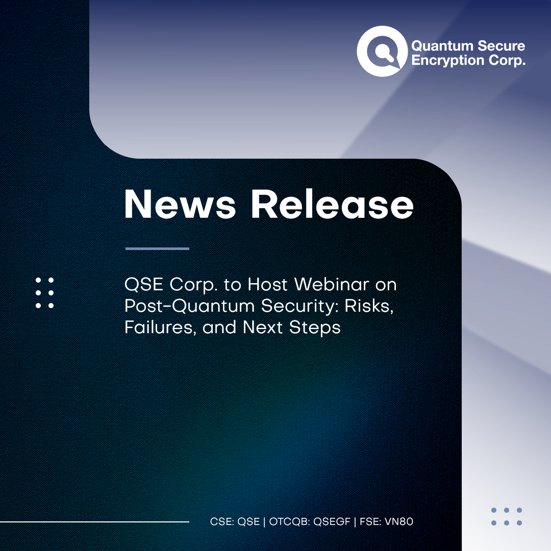 QSECorp's tweet photo. QSE will host an upcoming educational webinar titled "The Post-Quantum Shift: What Changes? What Fails? What to Do Now?" led by QSE Founder & DevSecOps Officer, Sean Prescott.

The live virtual session will take place on February 17, 2026 at 10:00 a.m. PST and is designed to help organizations better understand how advances in quantum computing are expected to impact traditional encryption methods and long-term data security strategies.

Full details: https://t.co/zum0SWBeTv

$QSE $QSEGF