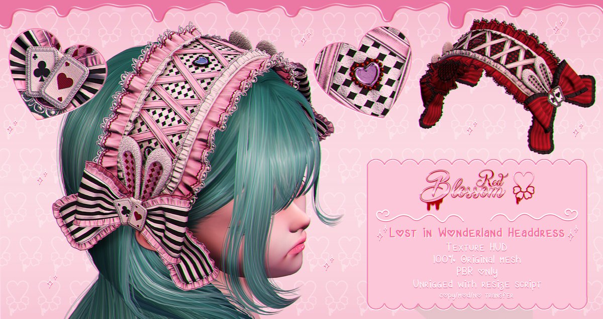 KawaiiFeedSL's tweet photo. { Red Blossom } "Lost in Wonderland" Headdress ( PBR only ) @ C88〡Taxi: https://t.co/260SkOPlf3
#SecondLife #RedBlossom #C88 #slevent #slcontent #KawaiiFeed https://t.co/e54rciqCZT