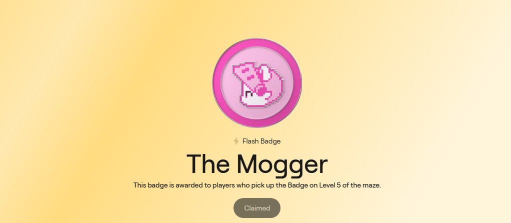 AICrypt0Hamster's tweet photo. Picking up two new badges from Abstract

✅The One Year Badge

1. If you have been with Abstract for a year, you have the opportunity to receive a distinction for it.

2. Go to Rewards and pick it up.

✅ The Mogger

1. Go to mog.onchainheroes and connect the Abstract wallet.

2. You need to look for the basement stairs to go up to level 5 and find the Mogger badge.

3. Each move costs energy. You have a total of 100 energy. To replenish it, break chests or defeat monsters - they drop energy.

4. Each round of the game costs $2.

@AbstractChain #AirdropHunter #Airdrops #Airdrop