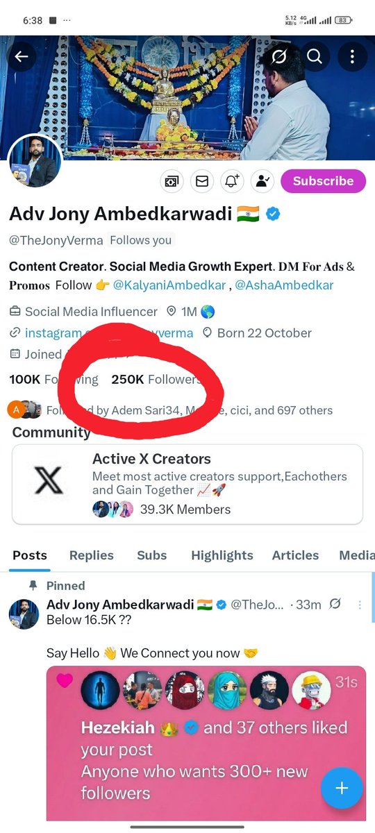 <a href="/TheJonyVerma/">Adv Jony Ambedkarwadi 🇮🇳</a> this account started one day from zero followers today you can see is now among the top masters definitely we must be there comment handle @ let's grow