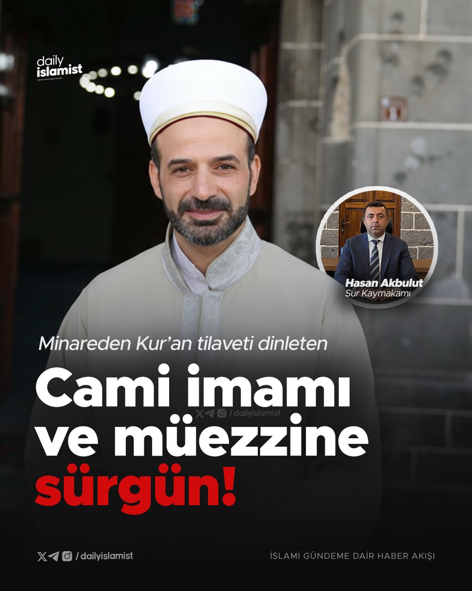 🔴 DİYARBAKIR KURŞUNLU CAMİİ'NDE MİNAREDEN KUR'AN TİLAVETİ SESİ VEREN İMAM VE MÜEZZİNE SÜRGÜN CEZASI!

Sur ilçesindeki tarihi Kurşunlu Camii'nde hem bölge halkı hem de turistler tarafından büyük teveccüh gören minareden Kur'an tilaveti uygulaması, caminin 100 metre yakınındaki