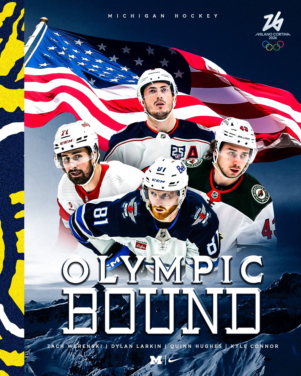 umichhockey's tweet image. Let the games begin! 

Best of luck to Zach Werenski, Dylan Larkin, Quinn Hughes, Kyle Connor and the rest of @usahockey at the Olympics!