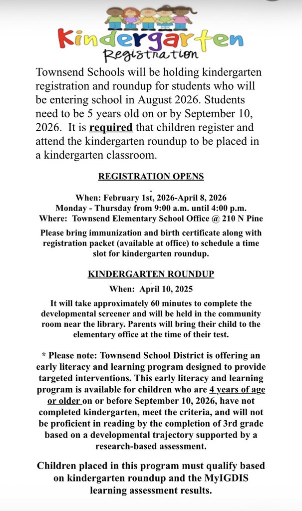 Kindergarten round up info!