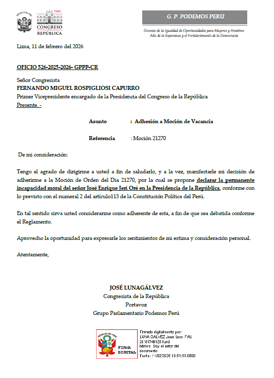 Lejos de las convicciones, aquí es cálculo político con miras a negociación política. 

Por un lado, APP anuncia que apoyará el pleno extraordinario. Esto ocurre luego de que ayer, por la tarde, se echaron por atrás por orden de la directiva. Minutos antes, habían acordado
