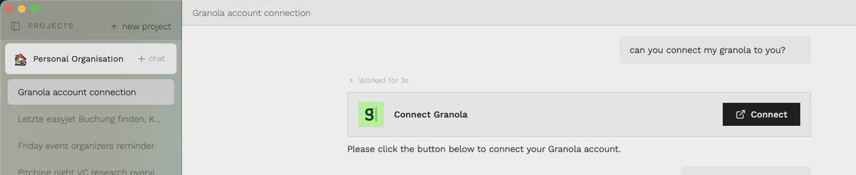 Mustafa_Yenler's tweet photo. @Paul__Burkhardt just shipped a Granola Integration for Tent.

Now you can tell Tent to get the action items out of your calls from that day and put it into your Calendar/Notion or send an email to the other participants.

old logo > new logo https://t.co/05QpCV9hvg